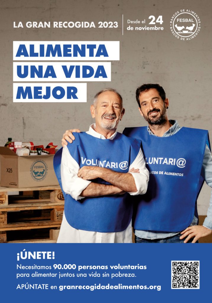 Cartel de la Gran Recogida 2023: alimenta una vida mejor, únete como voluntario