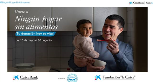 Cartel de la campaña Únete a Ningún hogar sin alimentos, del 16 de mayo al 30 de junio