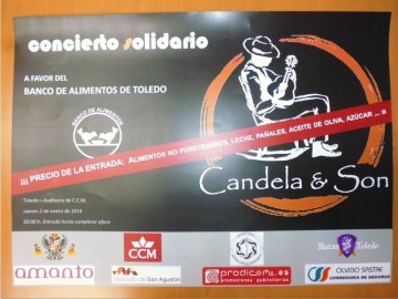 Cartel del concierto solidario de Candela y Son a favor del Banco de Alimentos de Toledo