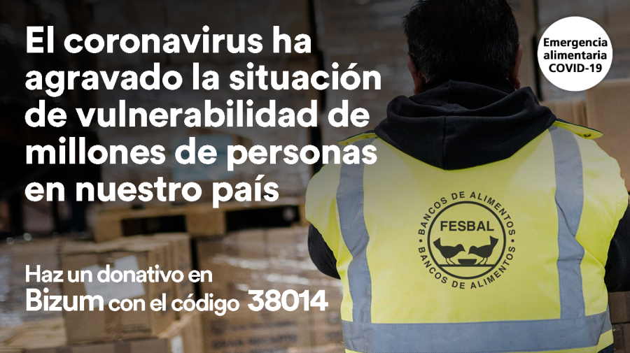 Cartel de emergencia alimentaria: haz un donativo en Bizum con el código 38014