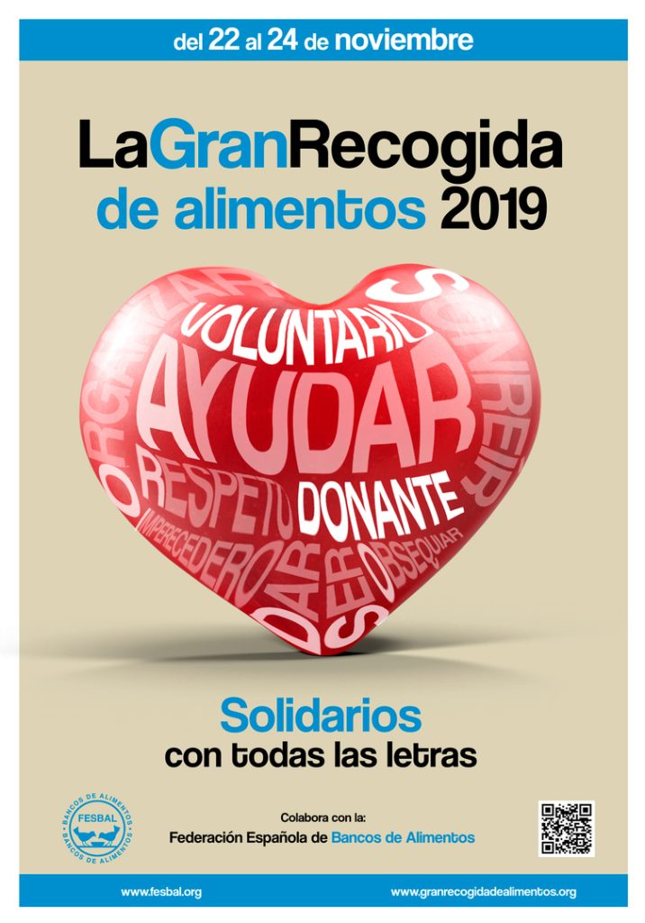 Cartel de la Gran Recogida de Alimentos 2019, del 22 al 24 de noviembre